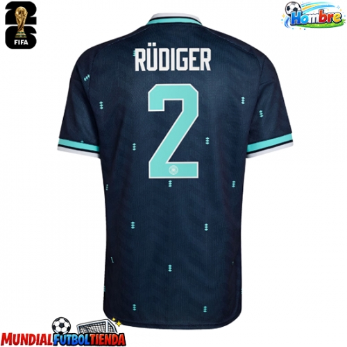 Camiseta Alemania Antonio Rudiger #2 Segunda Equipación Replica Mundial 2026 mangas cortas
